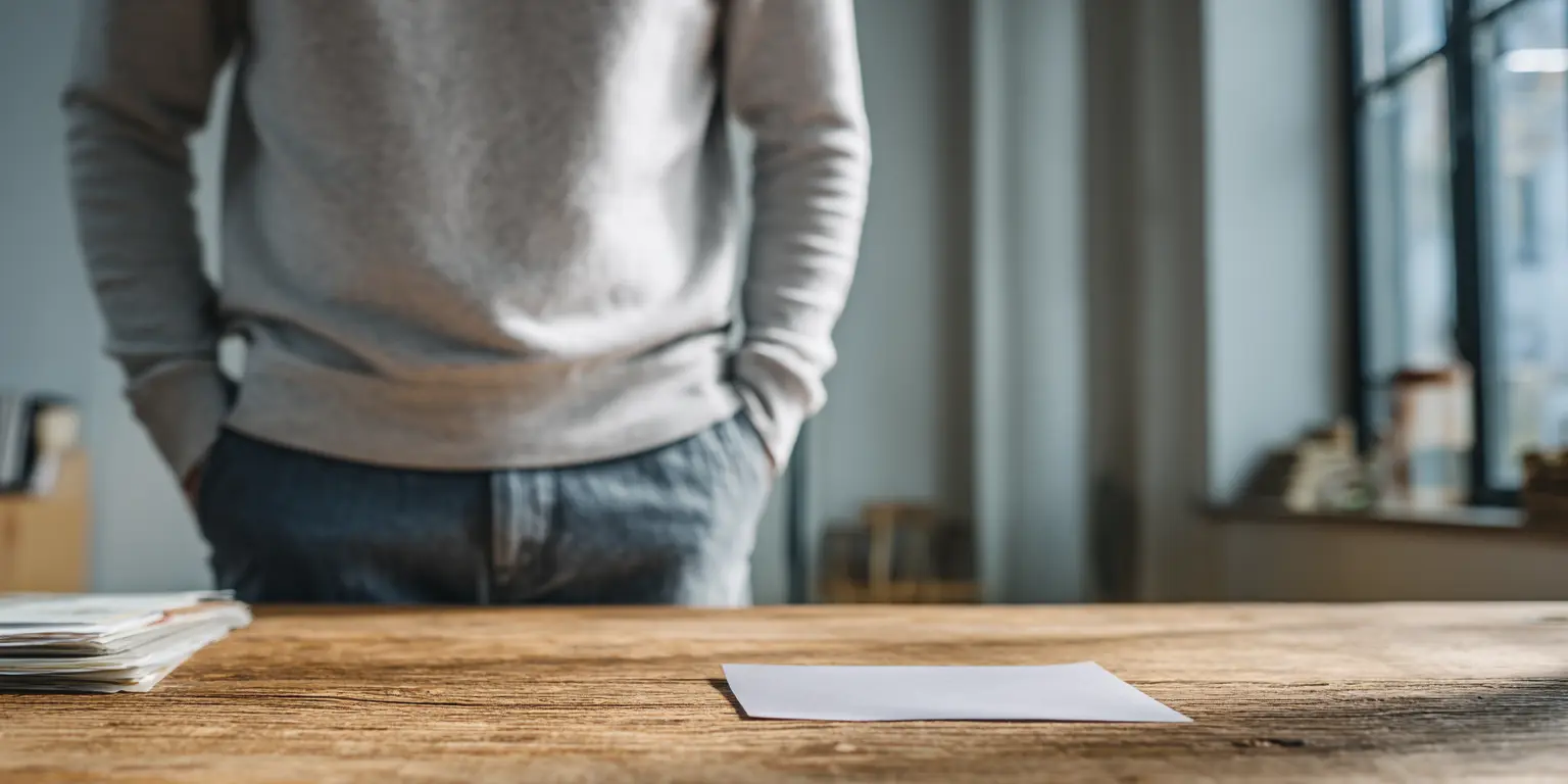 Vérification d'une information transmise Personne relisant une consigne écrite dans un contexte de visite immobilière organisée