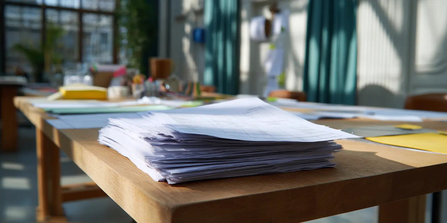 Organisation matérielle des visites Documents de planning et feuilles de rendez-vous disposés sur une table de travail