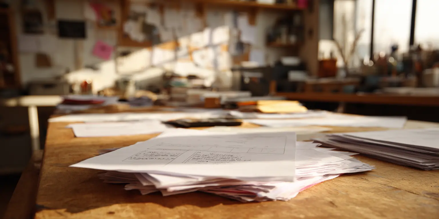 Documents de coordination opérationnelle Feuilles de planning et documents simples posés sur une table de travail utilisée
