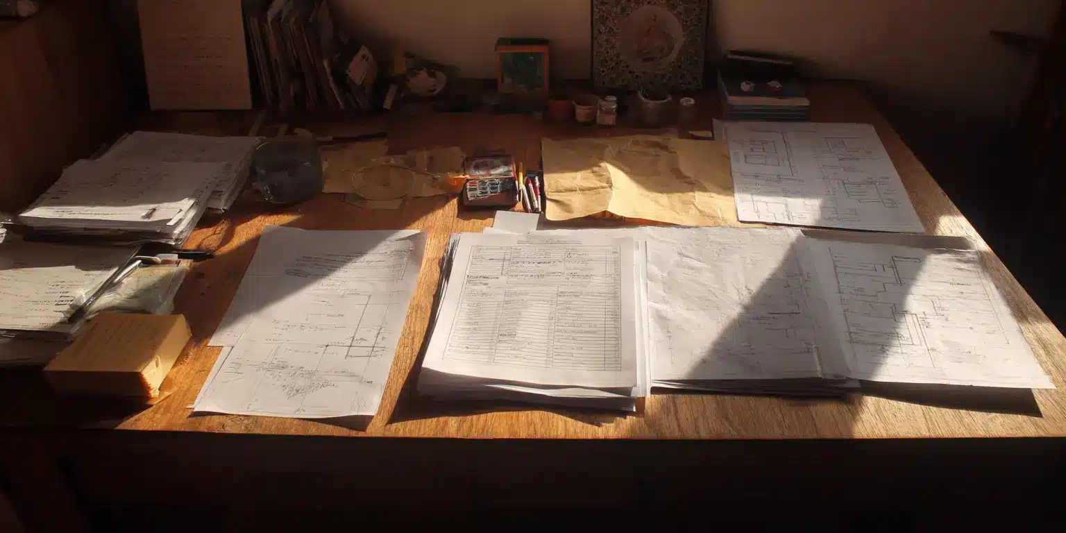 Organisation concrète des visites Feuilles de planning de visites posées sur une table avec un environnement de travail utilisé